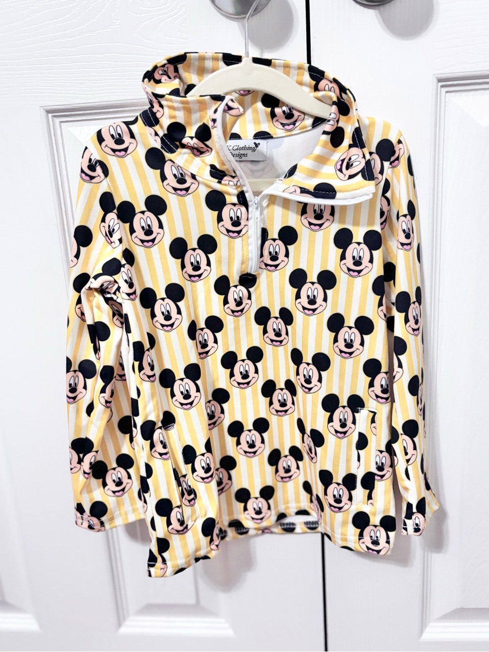Mickey Mouse Yellow Stripe Quarter-Zip Pullover